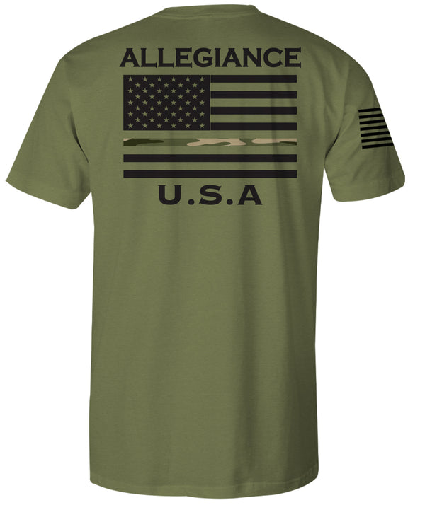 Back of Camo Line Back Hit Premium Tee featuring digital camo stripe with Allegiance wordmark