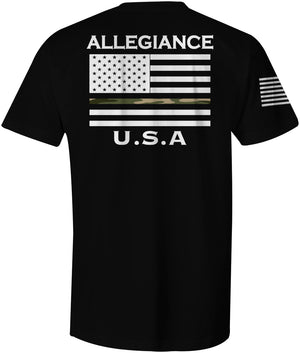 Back of Camo Line Back Hit Tee featuring bold camo stripe and Allegiance wordmark