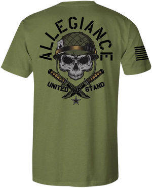 Back of Spade Premium Tee in OD Green featuring large Spade logo graphic