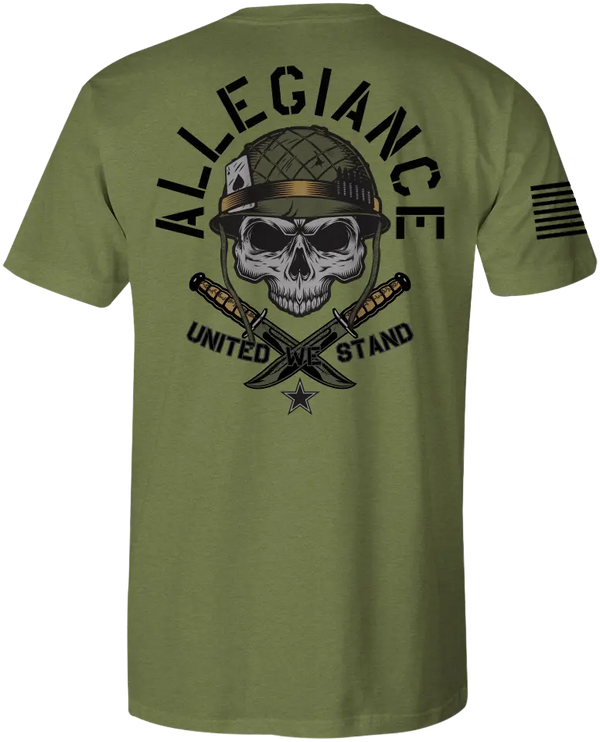 Back of Spade Premium Tee in OD Green featuring large Spade logo graphic