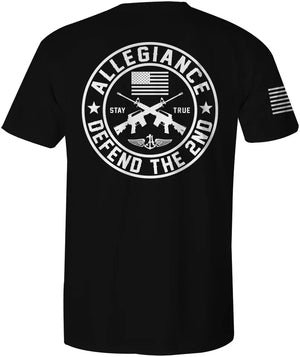 Back of Defend The 2nd Classic Tee in black featuring large Second Amendment graphic