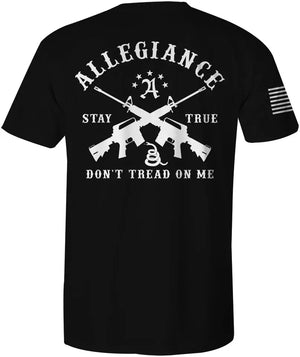 Back of Don't Tread Back Hit Tee in black featuring large Don't Tread On Me graphic