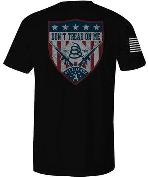 Back of Don't Tread Shield Tee in black featuring large Don't Tread Shield graphic